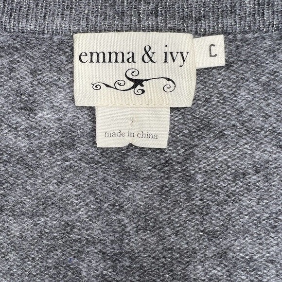 Emma & Ivy Women's Gray Metallic 100% Cashmere Pull Over Sweater Size L - Picture 6 of 10